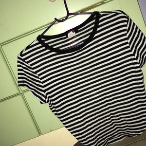 A stripped shirt opened from the back.